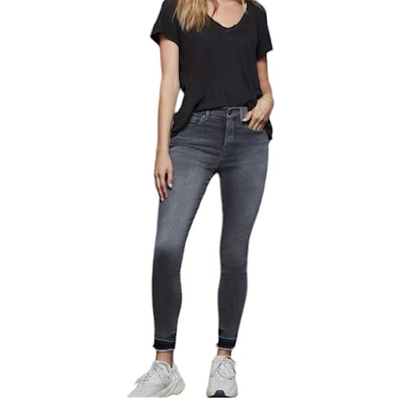 NWT Good American Good Legs Black Crop Raw Edge Skinny Jean Sz 4/27 Retail $119 - Picture 1 of 7